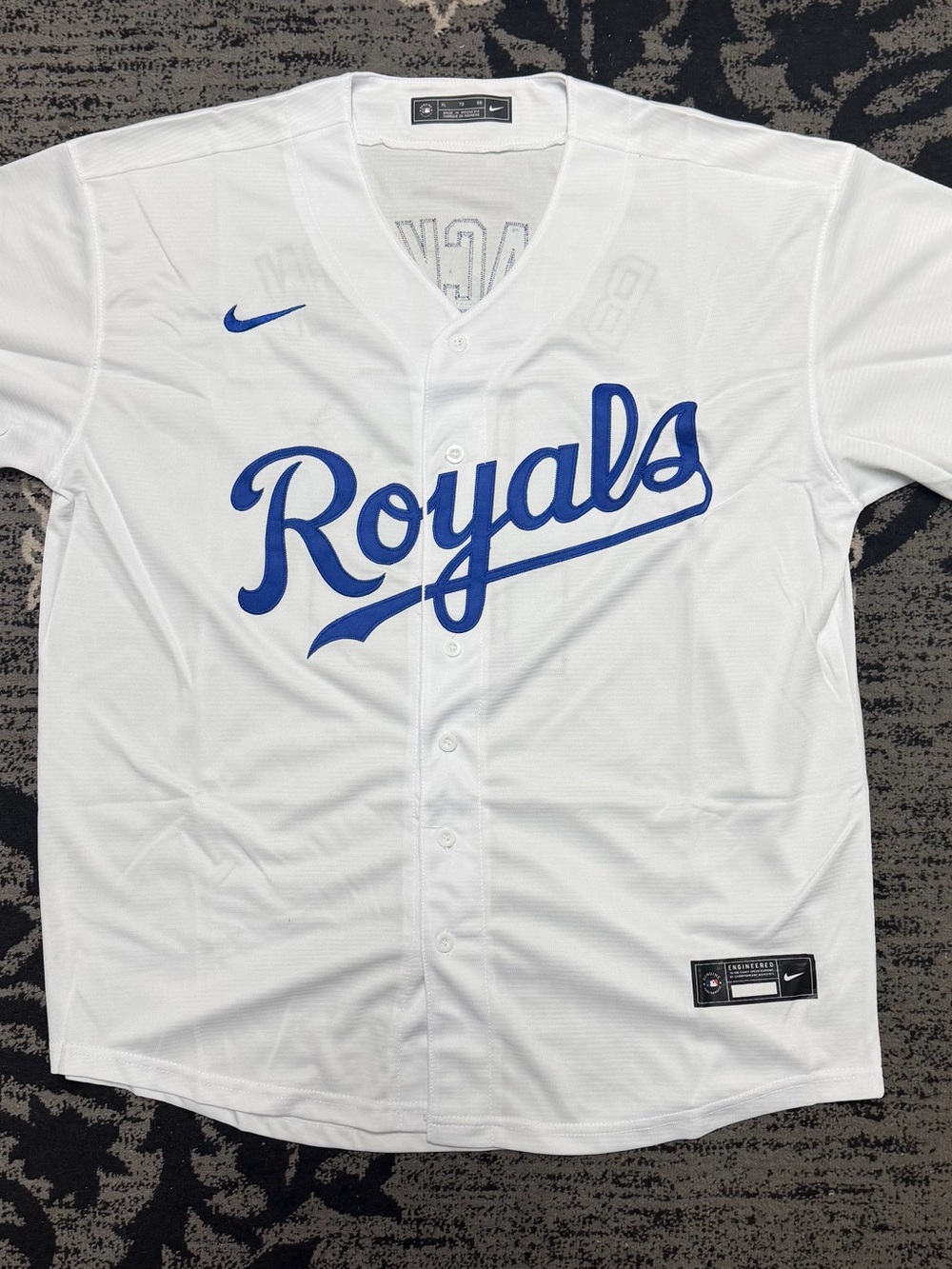 Nike White and Royal Blue Kansas City Royals Bo Jackson Button Baseball Jersey
